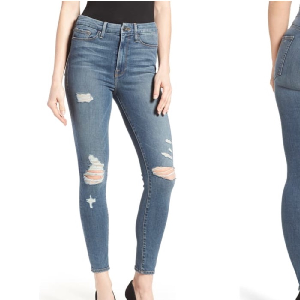 Good American ripped skinny jeans sz 0
